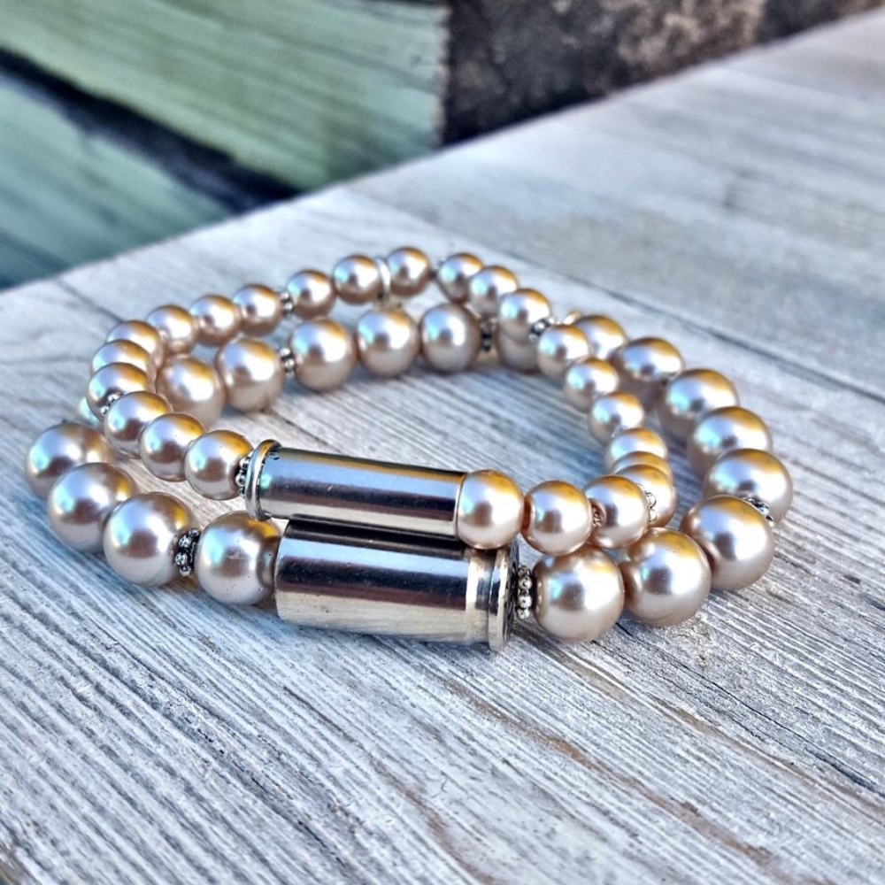Pearls & Bullets Bracelet Set (Smokey)